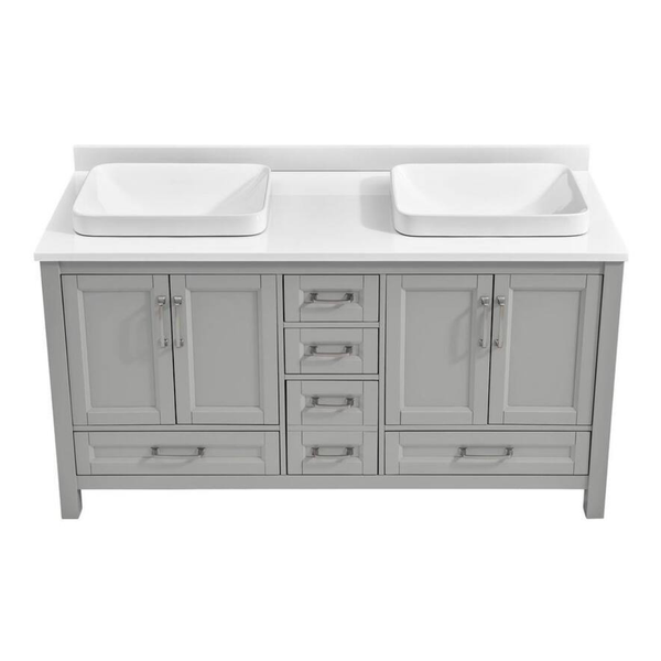 Bentworth 60" Double Semi-Recessed Sinks Light Gray Bath Vanity