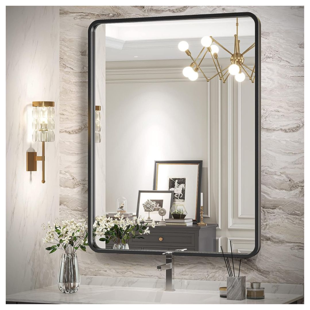 20" x 28" Black Metal Framed Wall Mounted Bathroom Mirror (Various)