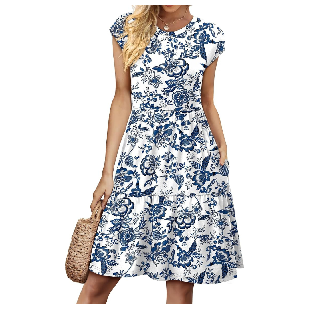 Women's Spring Summer Floral Babydoll Mini Dress