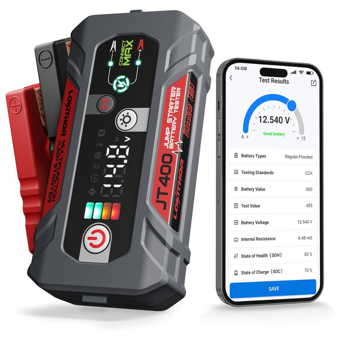 Lokithor JT400 2-In-1 2500A 12V Jump Starter And Battery Tester