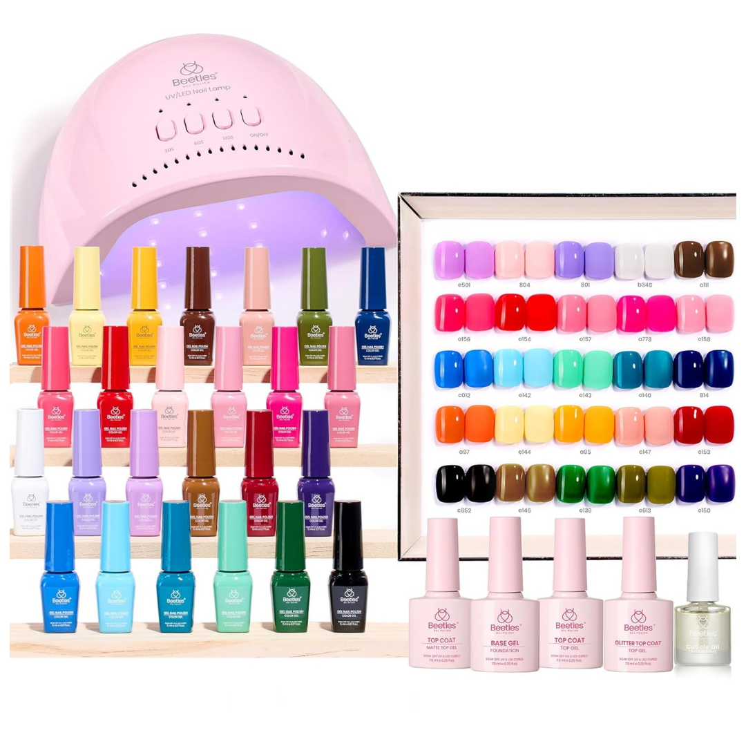 45-Pieces Beetles Gel Nail Polish Kit With UV Light 25 Colors
