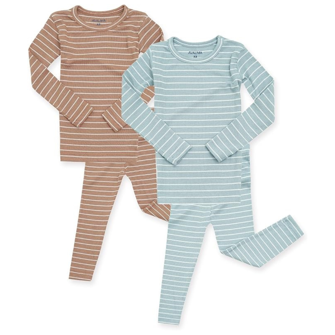 2-Pack Stripe Pattern Baby Boys Girls Pajamas Set (12-24 Months)