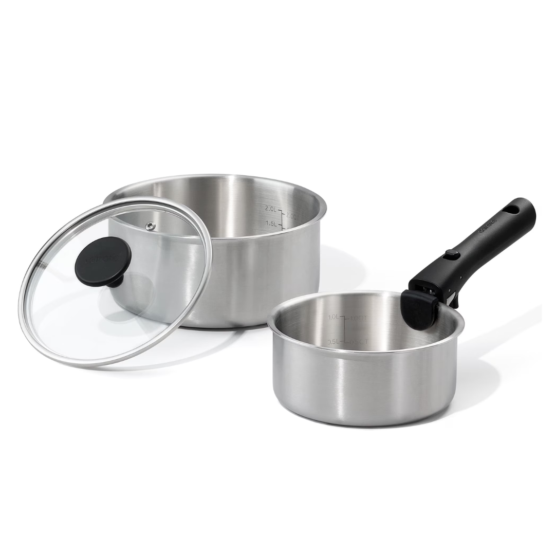 4-Piece Carote Stainless Steel Saucepan Set With Lid & Detachable Handle