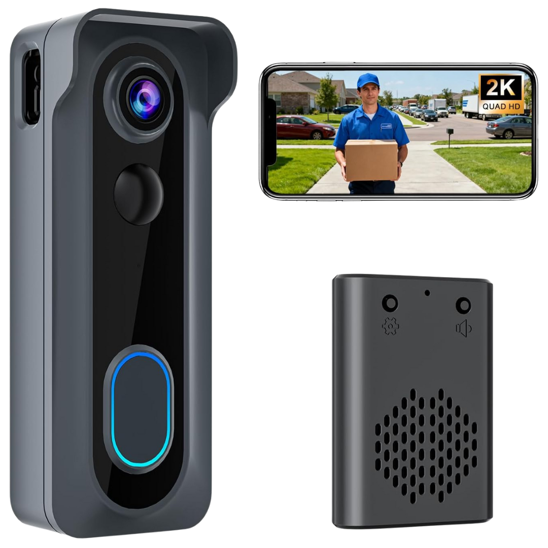 Doorbell 2K HD AI Motion Detection Wireless Camera With Chime