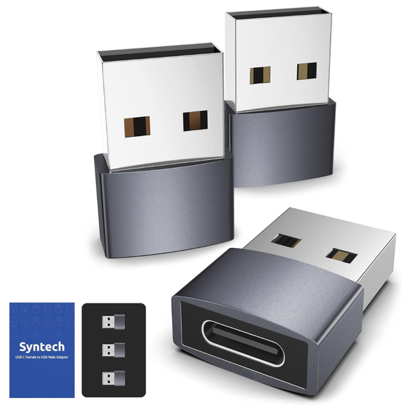 3-Pack Syntech USB-C Female To USB-A Male Adapter