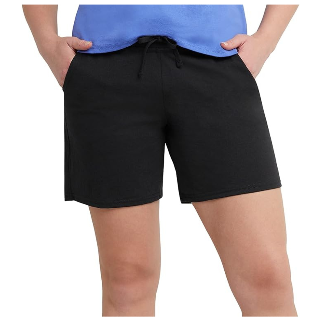 Hanes Women's Pocket Drawstring Cotton Inseam Shorts