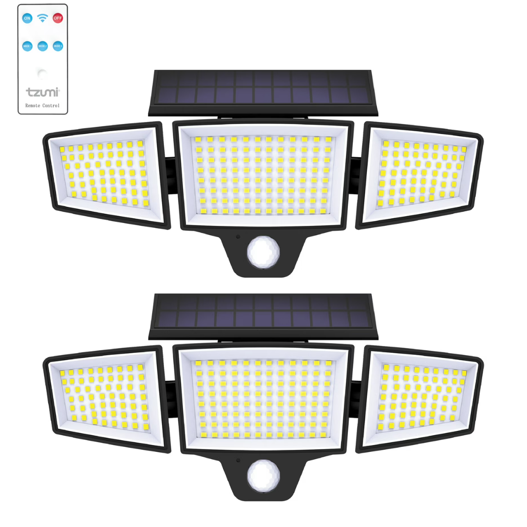 2-Pack Tzumi Solar Motion Sensor Flood Lights With Remote