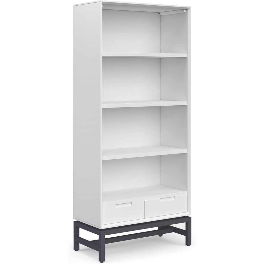 66 inch Tall Solid Hardwood and Metal Bookshelf