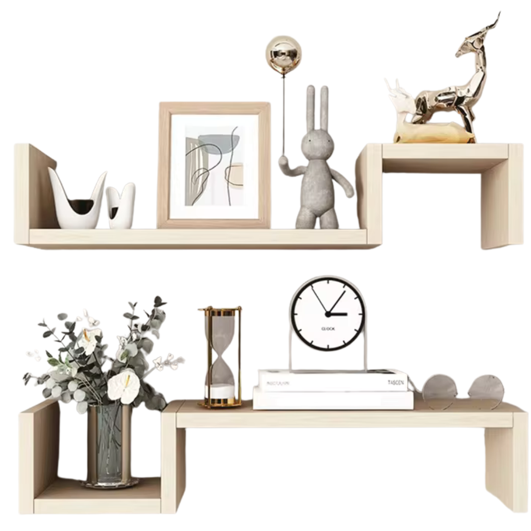 2-Piece Strong Load-bearing Capacity Floating Shelf (White)