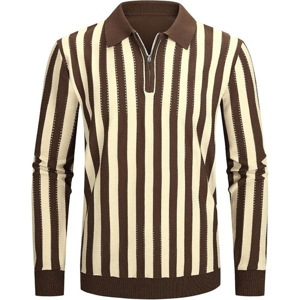 Alex Vando Men's Knit Long Sleeve Polo Shirts