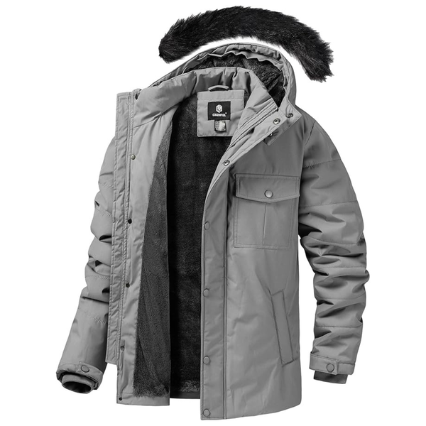 Men's Winter Coat Puffy Parka Jacket with Fur Hood