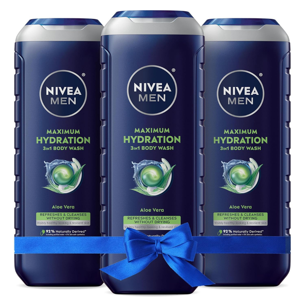3-Pack 16.9-Oz Nivea Men's Maximum Hydration 3-in-1 Body Wash W/ Aloe Vera