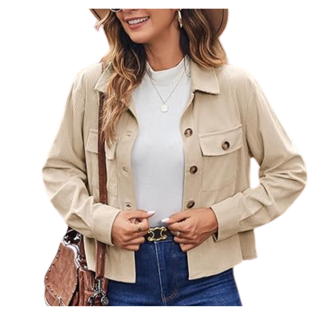 Womens Cropped Corduroy Button-Down Jacket (Various)