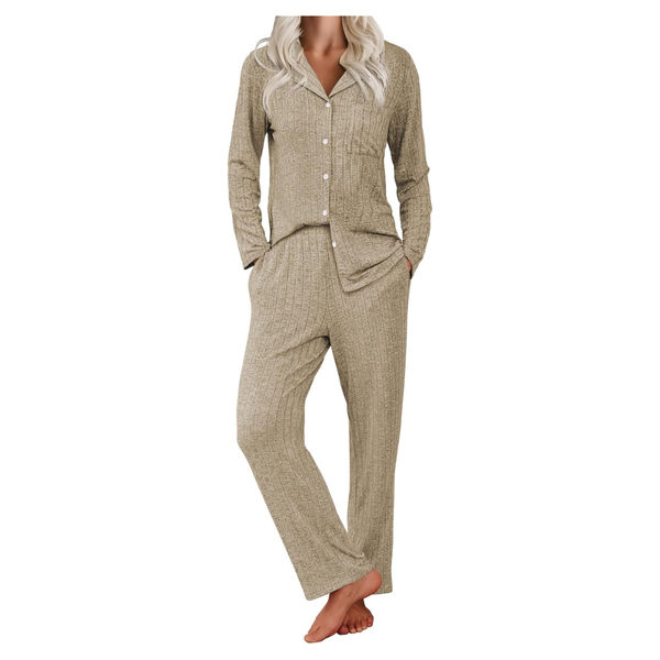 2-Piece Women's Ribbed Knit Pajama Set