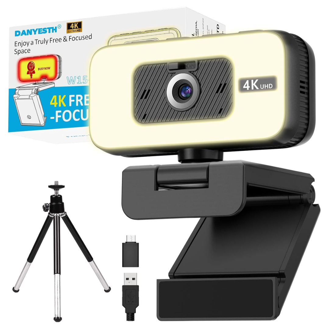 4K AI Autofocus Webcam With Fill Light & Privacy Cover