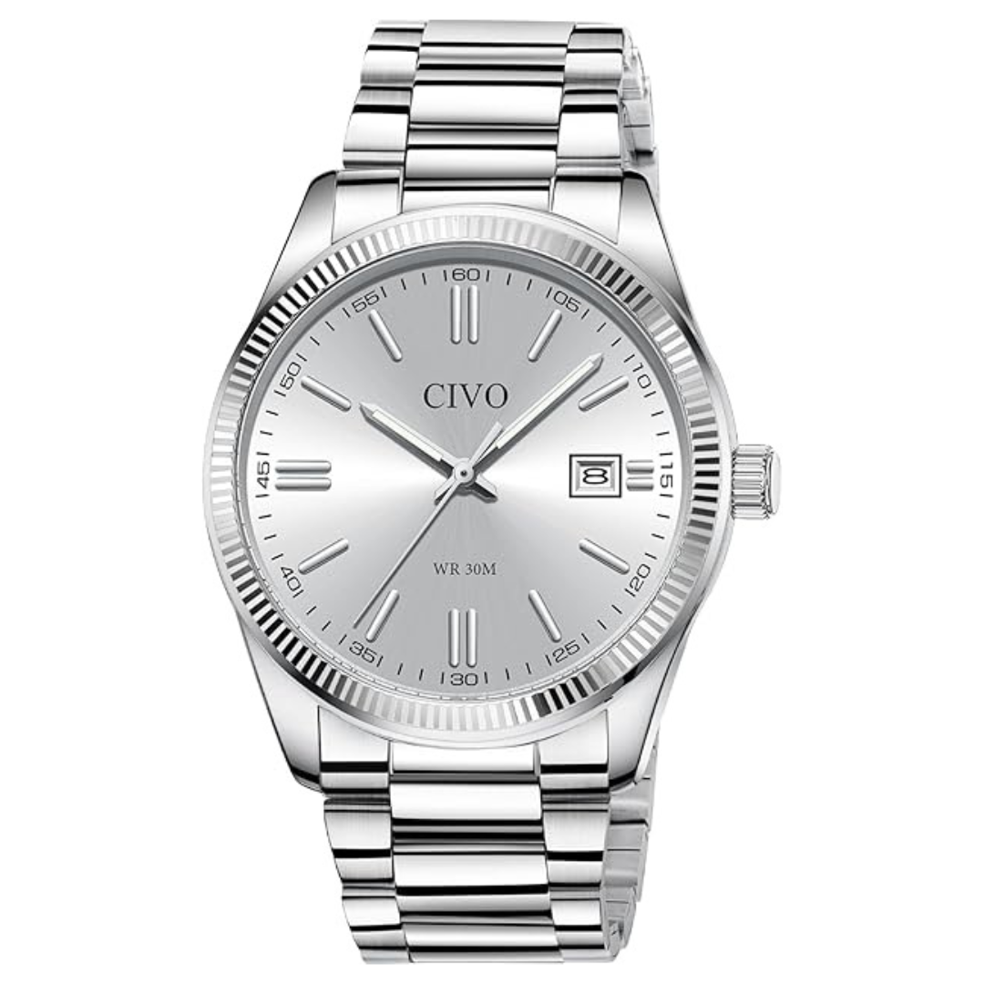 Civo Men's Stainless Steel Silver Analog Watch