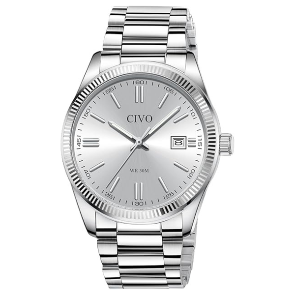 Civo Men's Stainless Steel Silver Analog Watch