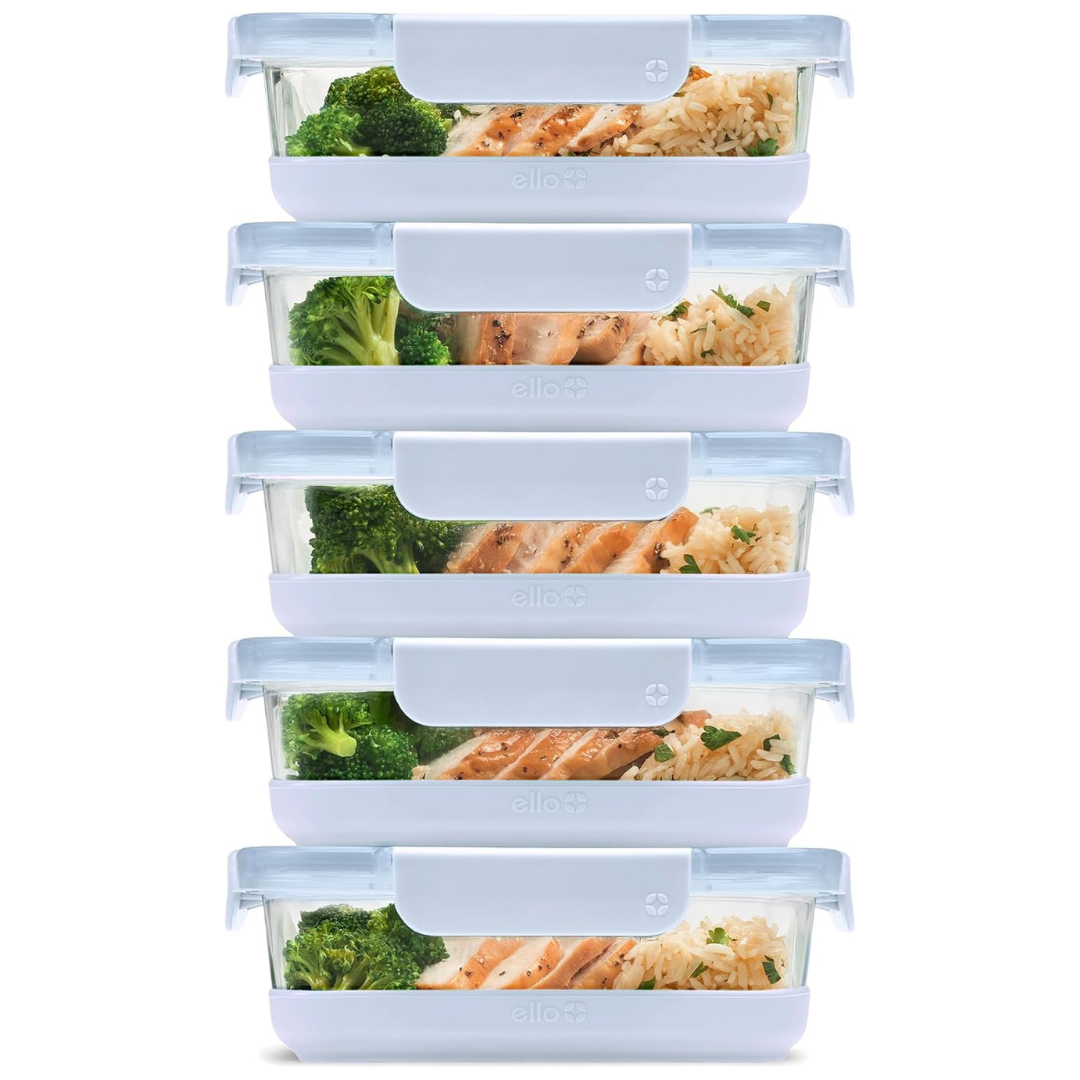 10-Piece Ello Duraglass 3.4 Cup Food Storage Container With Silicone Boot