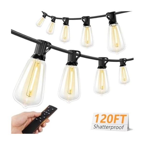 120 Ft LED Outdoor String Lights With Remote