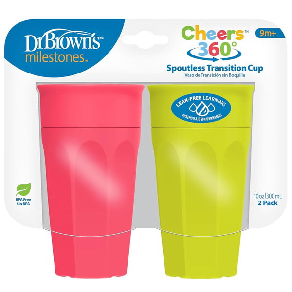 2-Pack 10-Oz Dr. Brown's Milestones Cheers 360 Spoutless Transition Cup