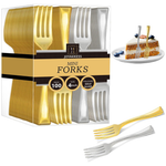 100-Piece 4'' Heavy-Duty Gold & Silver Mini Fork Set