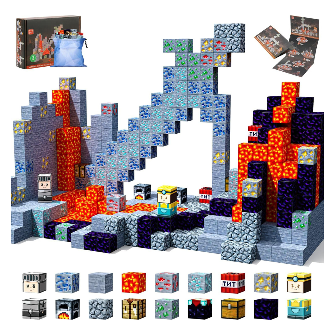 110-Piece Kids' Magnetic Building Blocks
