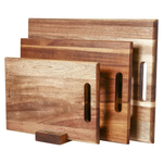 3-Piece Yusotan Acacia Wood Cutting Board Set With Handles