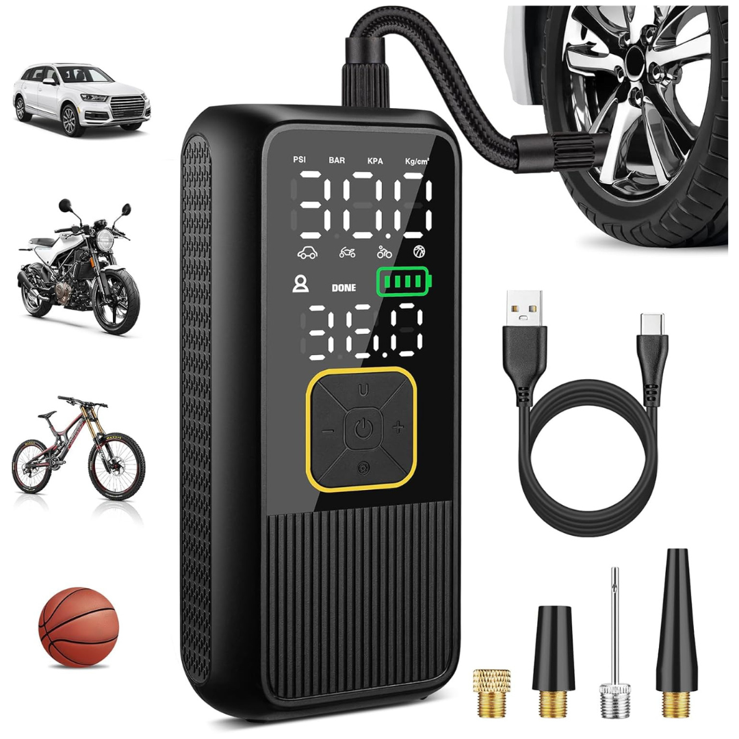 Pwperry Portable Tire Inflator 150 PSI Smart Air Compressor