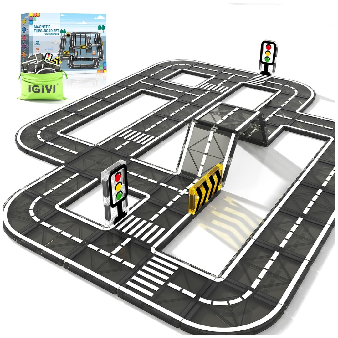 IGIVI Magnetic Tiles Road Expansion Pack Building Blocks