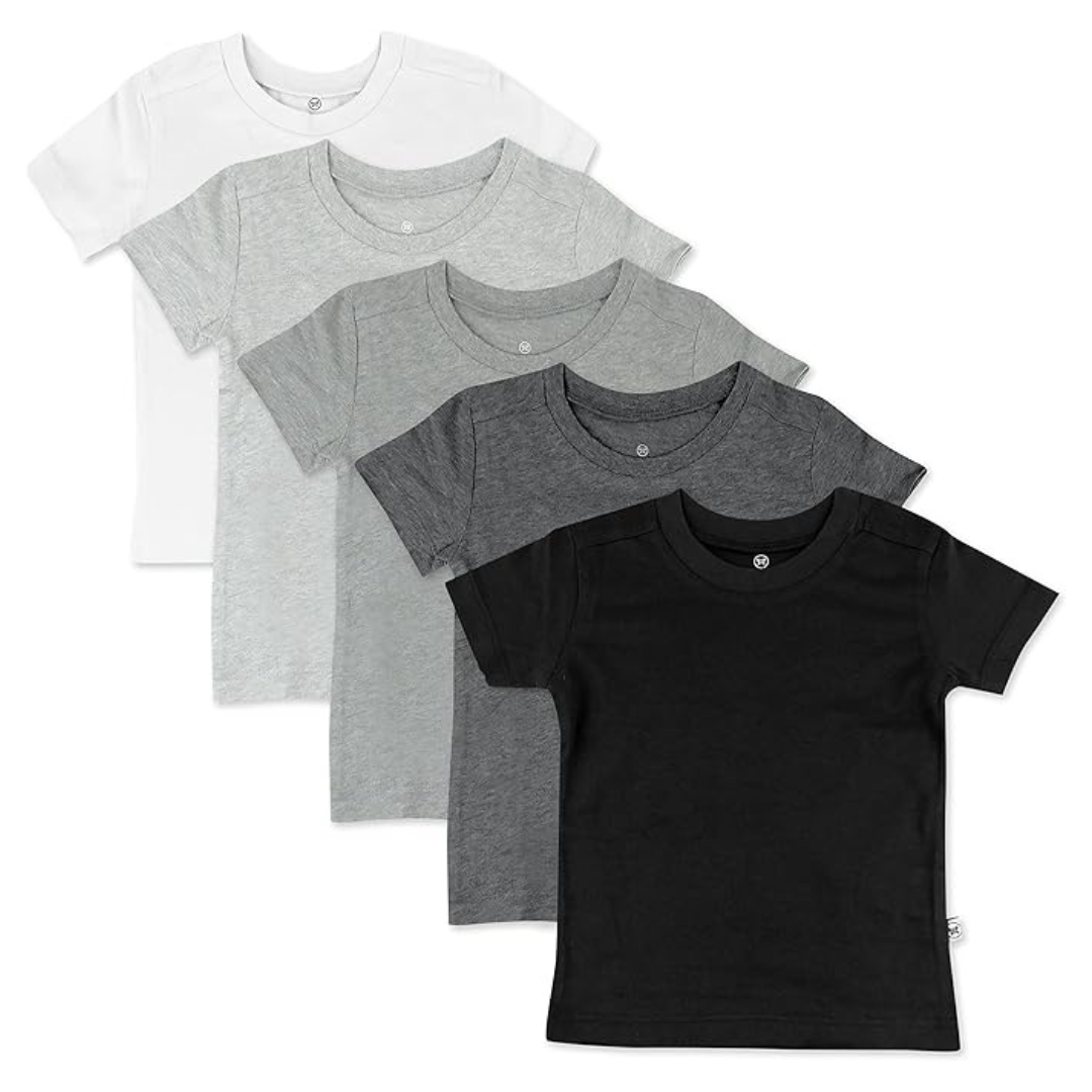 5-Pack Unisex Baby Organic Cotton Short-Sleeve T-Shirt