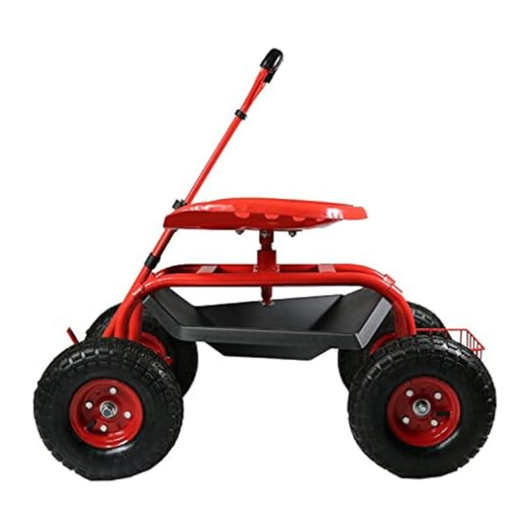 Sunnydaze Wheels Rolling Gardening Seat with Adjustable Handle