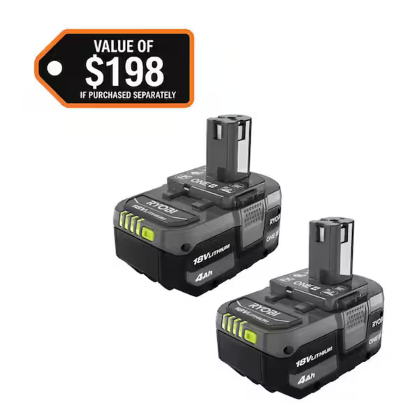 2-Pack Ryobi ONE+ 18V Lithium-Ion 4.0 Ah Battery