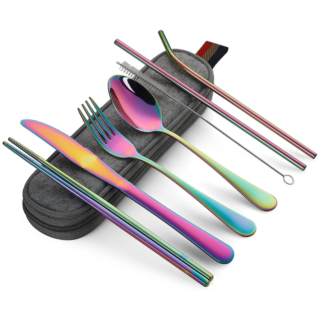 8-Piece Portable Utensils Stainless Steel Cutlery Set w/ Case
