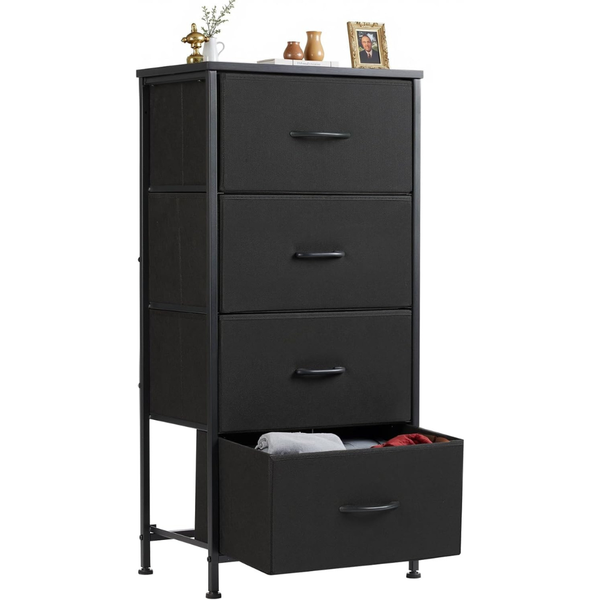 Nightstand Small Bedroom Dresser with 4 Fabric Drawers
