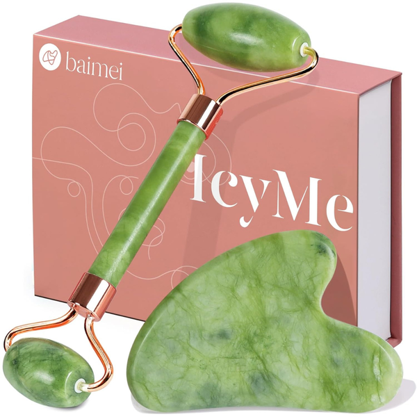 Baimei Unisex Jade Roller & Gua Sha Facial Beauty Tools Set