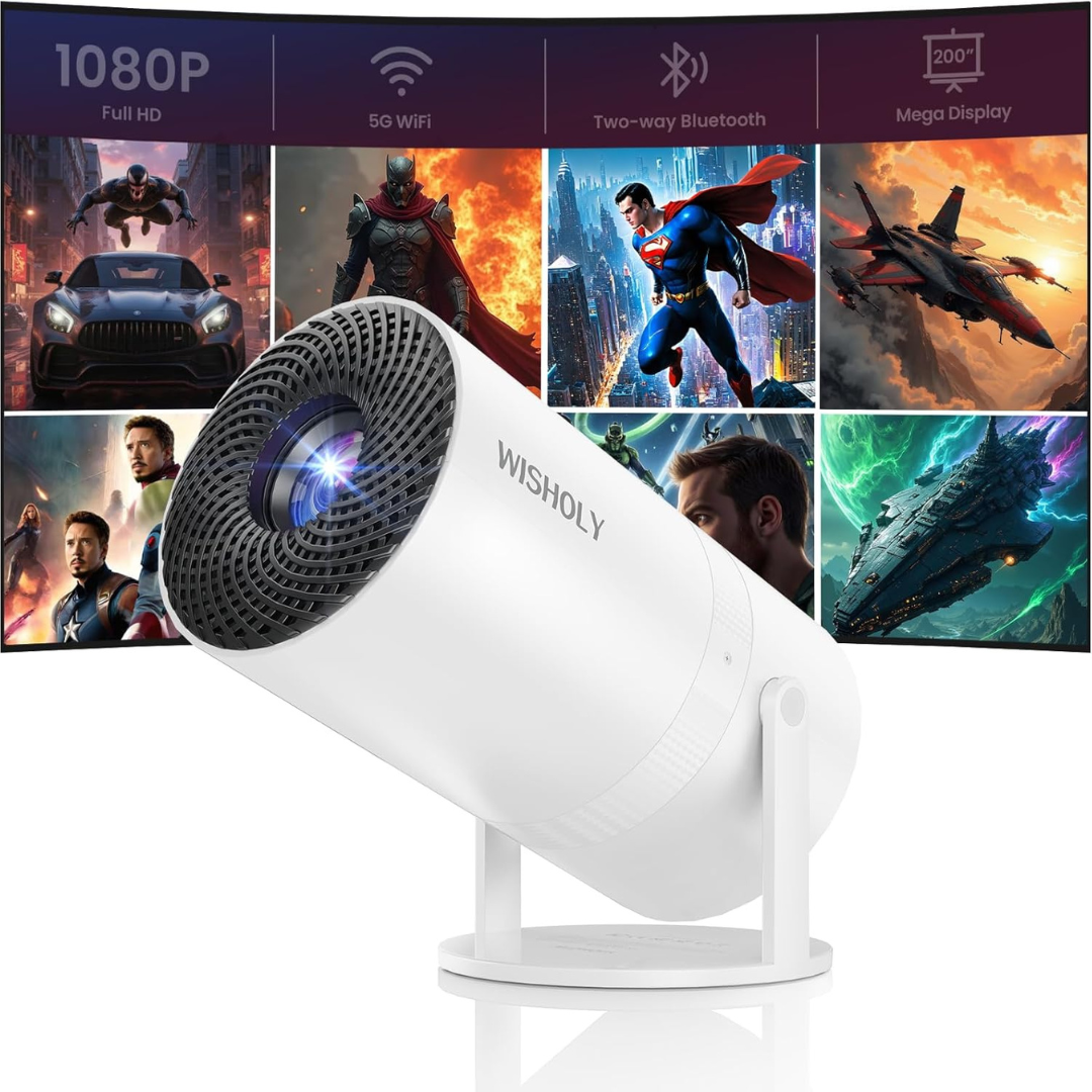 Portable 1080P HD Mini Projector with WiFi and Bluetooth