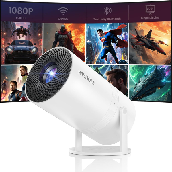 Portable 1080P HD Mini Projector with WiFi and Bluetooth