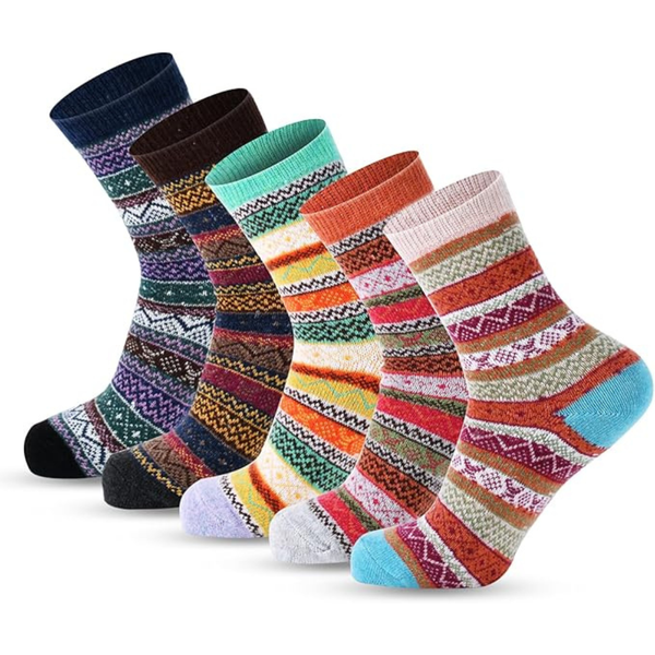 5-Pair Womens Thermal Knit Crew Socks