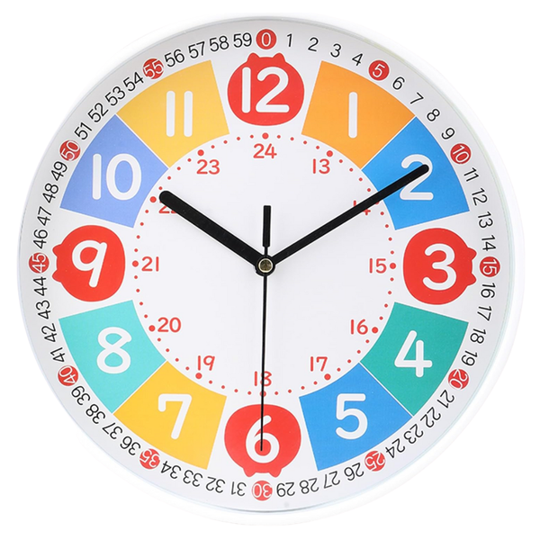 9" Modern Kid's Small Silent Analog Round Battery Operated Wall Clocks