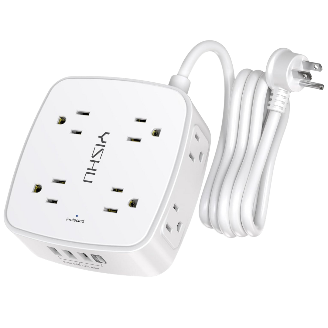 YISHU 6-Ft 8-Outlets & 4-USB Ports Surge Protector Power Strip