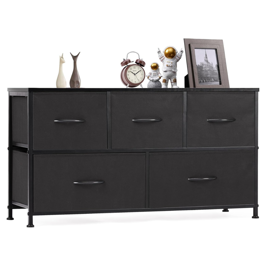 5-Drawer Fabric Storage Dresser With Wooden Top