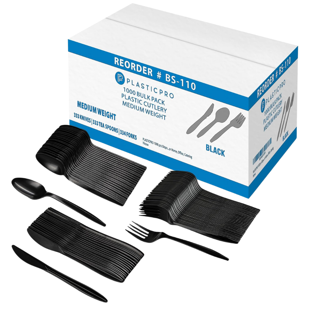 1000-Piece Plasticpro Disposable Plastic Cutlery Combo Set