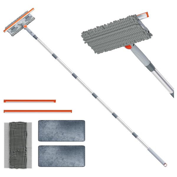 6.4FT Extendable 2-in-1 Window Squeegee & Scrubber