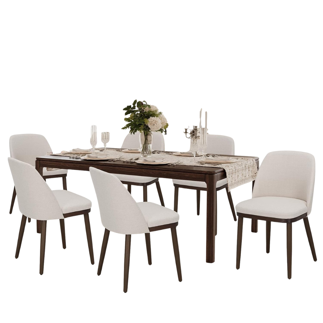 Set Of 6 Upholstered Dining Modern Kitchen Chairs W/ Back