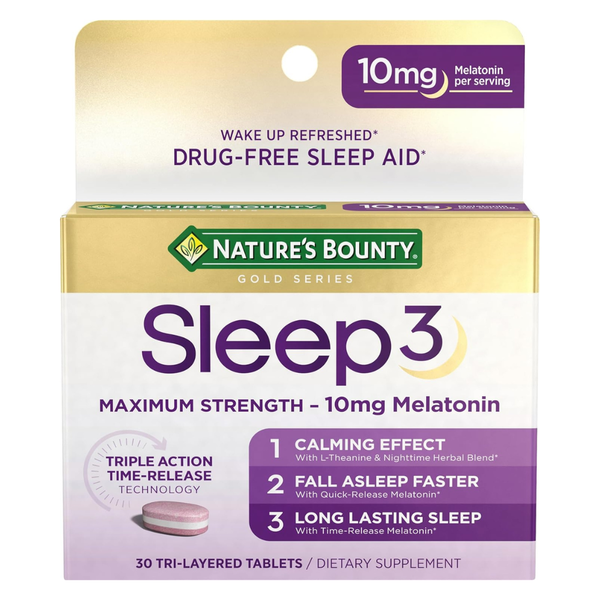 30-Count Nature's Bounty Sleep3 10mg Tri-Layered Melatonin Tablets