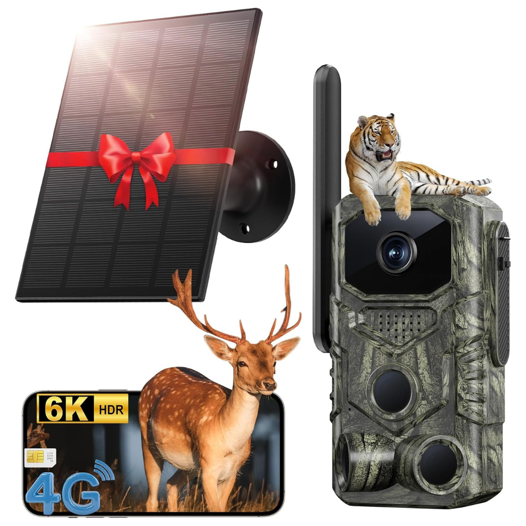 4G LTE 6K GPS Solar Battery Powered Cellular Trail Camera