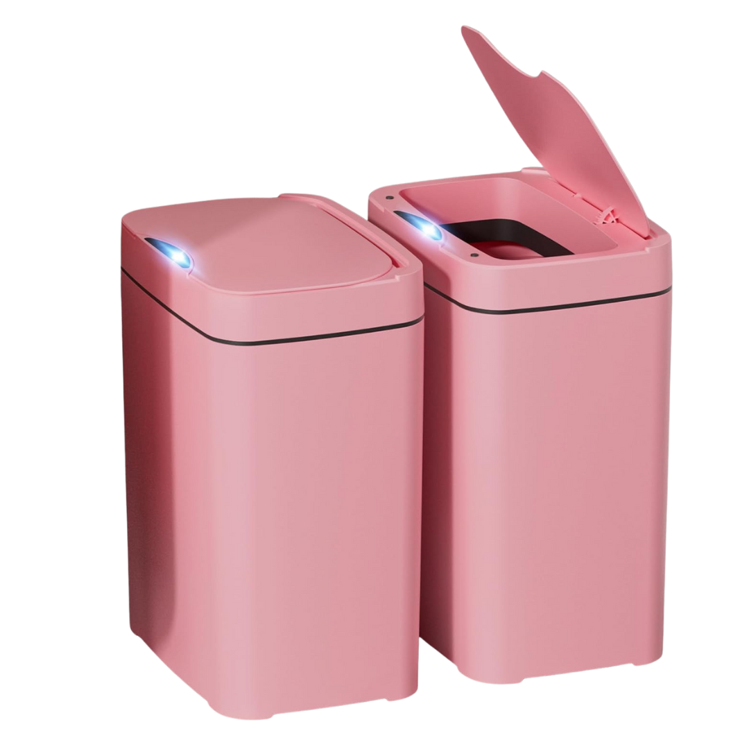 2-Pack Vanpopubs 2.7 Gal Smart Bathroom Trash Cans With Lids