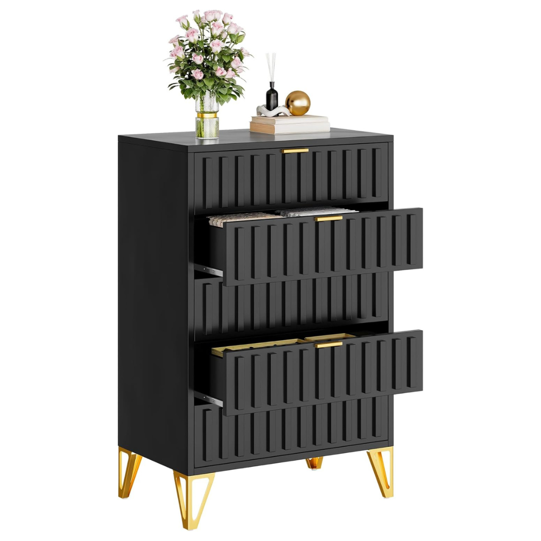Yitahome Metal Modern Fluted 5 Drawer Dressers