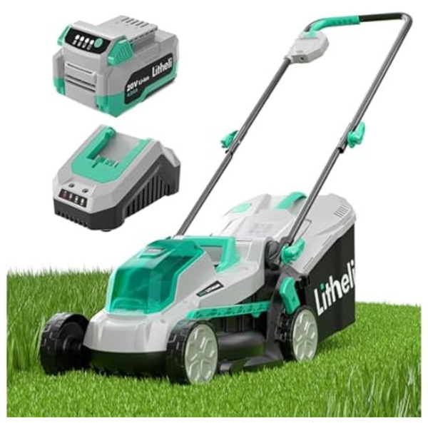 Litheli 13" 20V Electric Cordless Lawn Mower W/ 4Ah Battery & Charger