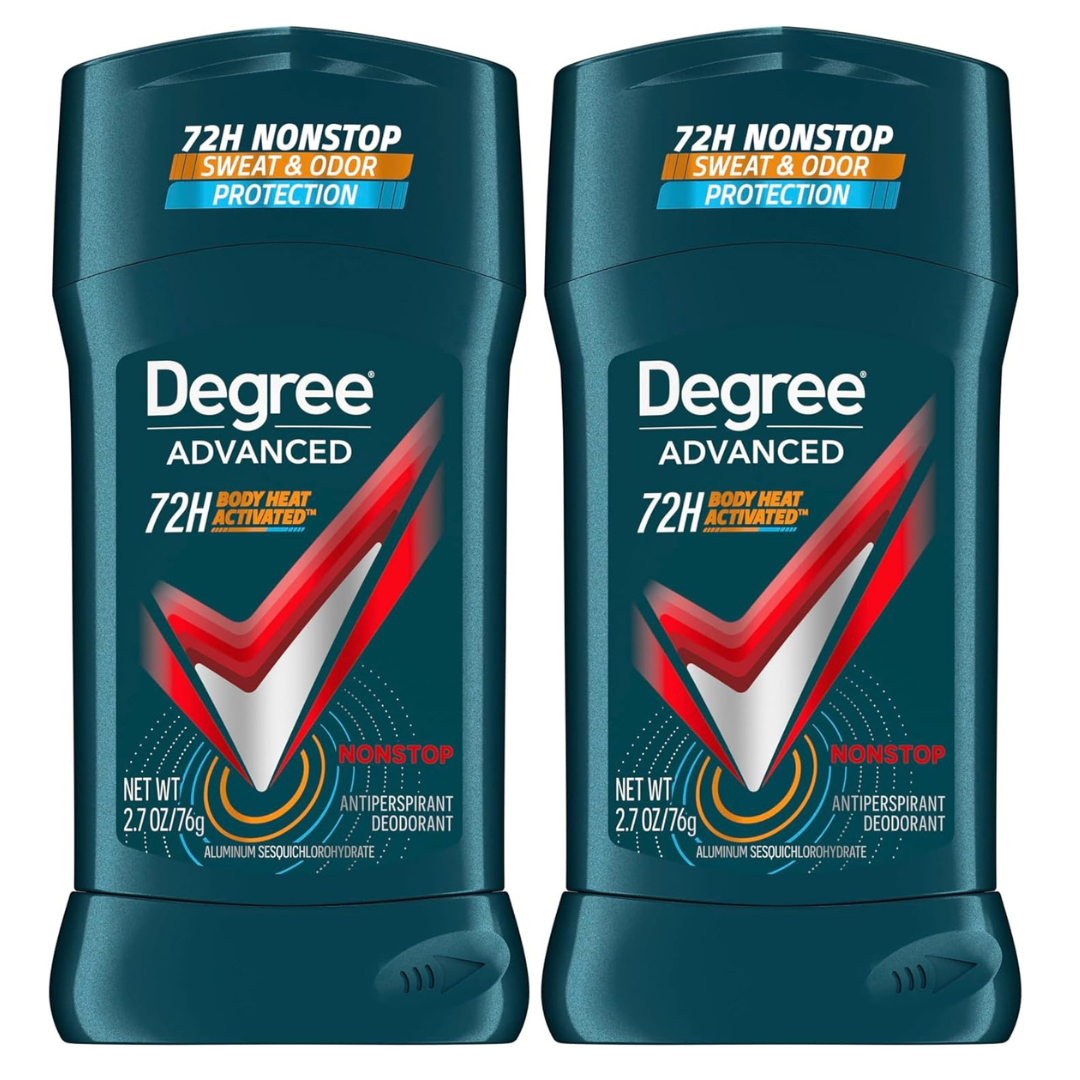 Degree Men Antiperspirant Deodorant Nonstop 72-Hour Sweat and Odor Protection (Pack Of 2)